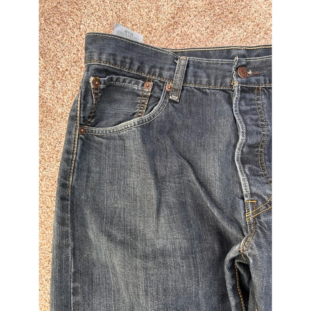 Levis 501 Original Fit Jeans Mens 34x30 Dark Wash Blue Straight Leg Button Fly